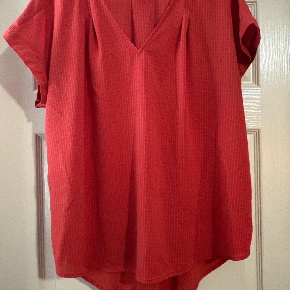 Simply Vera Vera Wang Orange/Red V-Neck Blouse